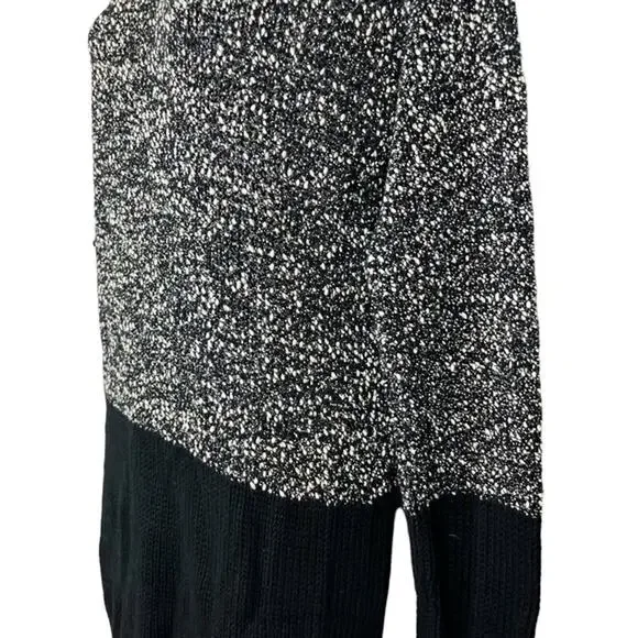 French Connection Women's 100% Cotton Tweed Long Line Gray Black Sweater sz M - Picture 9 of 12